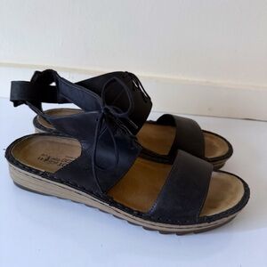 Naot Alpicola Sandals Ladies US 10 EUR 41 Leather Lace Up Black Ankle strap
